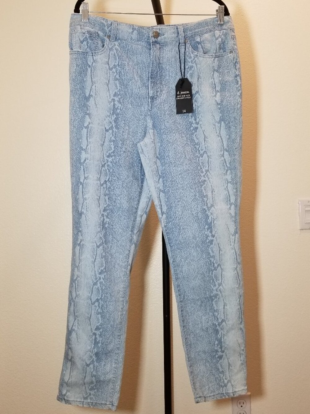 D Jeans High Rise Slim Straight Ankle Jeans Sz 14 Blue Stretch Retro Street NWT